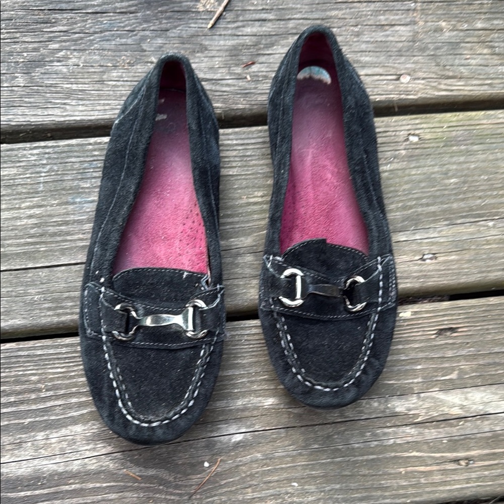 Cynthia Rowley Black Moccasins with Silver Detail